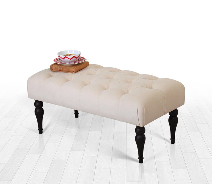Atelier Del Sofa Banco de Terciopelo Crema 92x43x48cm